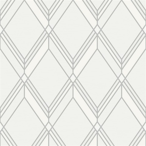Brooklyn Diamond Metallic Silver 1920s Art Deco Wallpaper