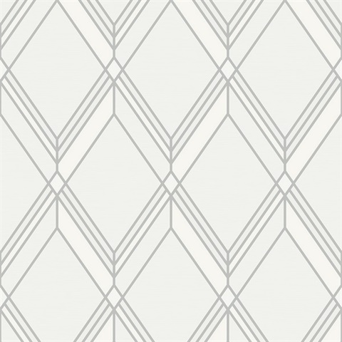 Brooklyn Diamond Metallic Silver 1920s Art Deco Wallpaper