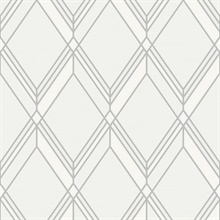 Brooklyn Diamond Metallic Silver 1920s Art Deco Wallpaper