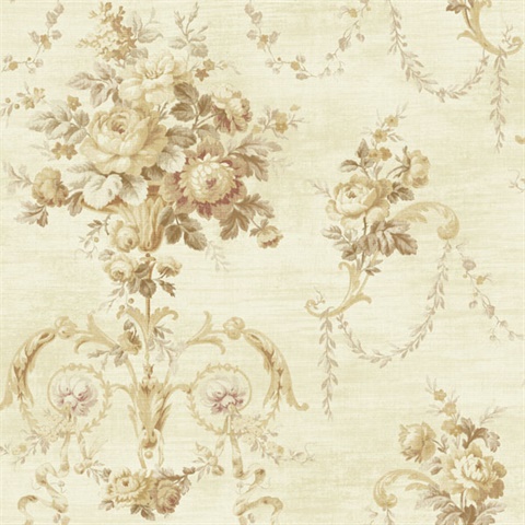521-70201 | Brown Architectural Floral Scroll | Wallpaper Boulevard