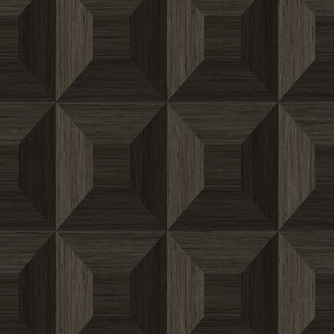 Brown Faux Wood Geomtric Square Wallpaper