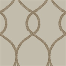 Brown &amp; Gold Laurel Leaf Ogee Geometric  Wallpaper