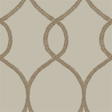 Brown & Gold Laurel Leaf Ogee Geometric  Wallpaper