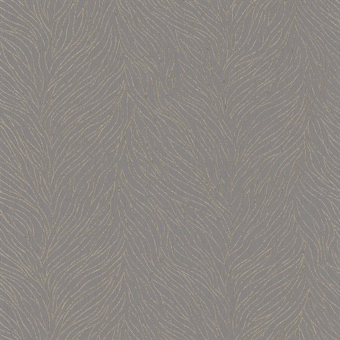 Brown & Gold Metallic Abstract Textured Branches Wallpaper