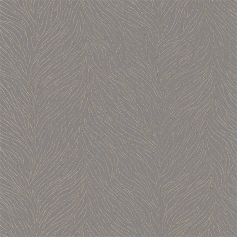 Brown & Gold Metallic Abstract Textured Branches Wallpaper