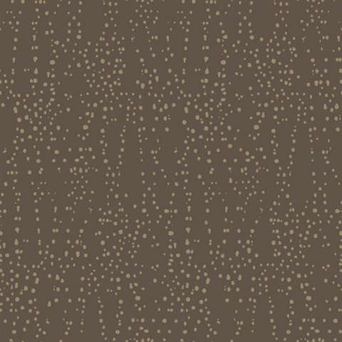 Brown & Gold Star Struck Metallic Dots Wallpaper