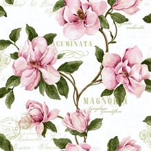 Brown, Green, Pink & White Commercial Magnolia Lane Wallpaper