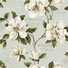 Brown, Green, White & Grey Commercial Magnolia Lane Wallpaper
