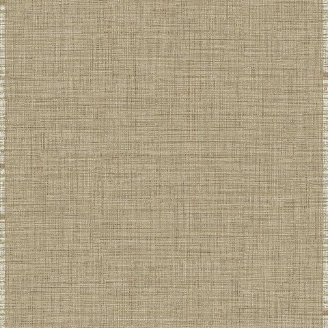 Brown Plain Crosshatch Linen Textile String Wallpaper