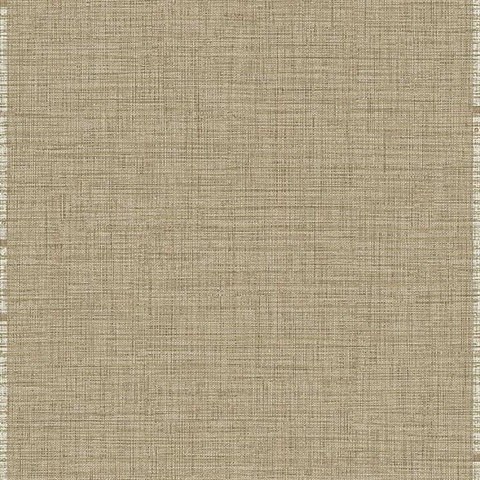 Brown Plain Crosshatch Linen Textile String Wallpaper