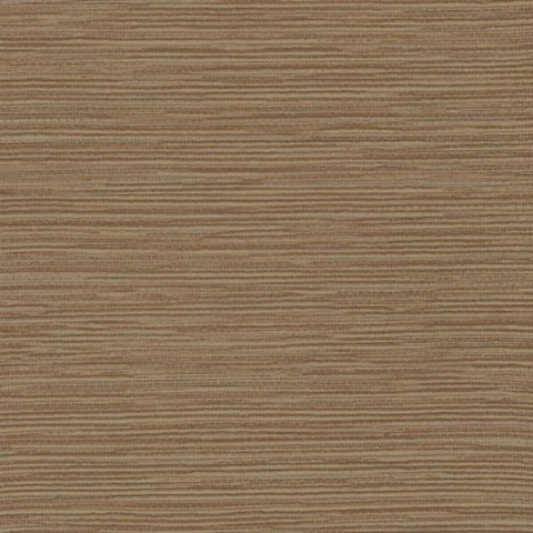 Brown Ramie Faux Weave Horizontal Textured Wallpaper