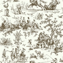 Brown Seasons French Country Toile Wallpaper