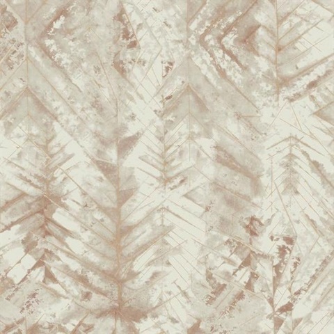 Brown Textural Impremere Leaf Wallpaper