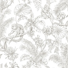 Brown Tropical Animal Toile Wallpaper