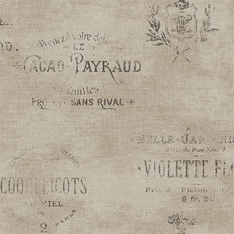 Brown Vintage Fresh Labels Wallpaper