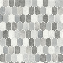 Brushed Hex Tile Tile Icy Grey & Nickel Peel and Stick Wallpaper