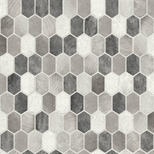 Brushed Hex Tile Tile Pavestone & Chrome Peel and Stick Wallpaper