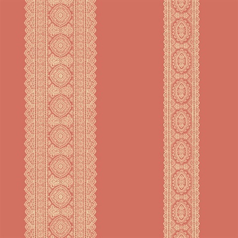 Brynn Coral Paisley Stripe | 1014-001833 | Boho Chic Coral