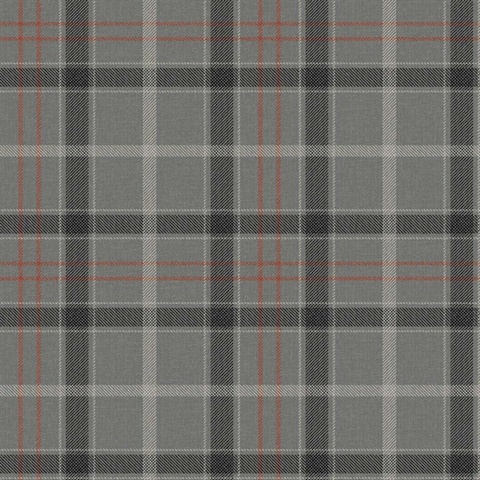 Bucklane Dark Grey Plaid Wallpaper