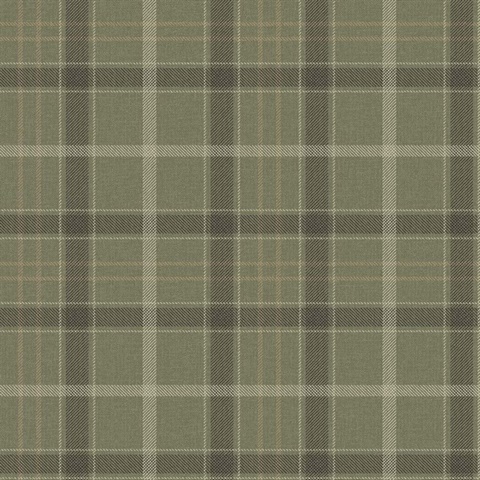 Bucklane Olive Green Plaid Wallpaper