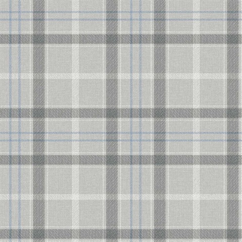 Bucklane Shell Grey Plaid Wallpaper