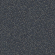 Bulan Dark Blue Raised Foil Artistic Lines Wallpaper