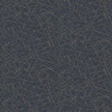 Bulan Dark Blue Raised Foil Artistic Lines Wallpaper