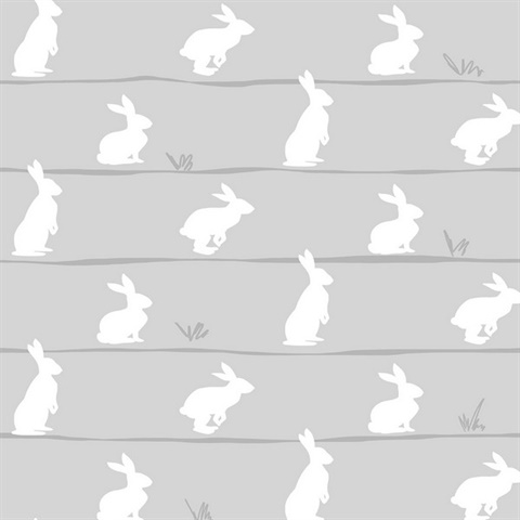 Bunny Trail Animal Print Daydream Grey Peel and Stick Wallpaper