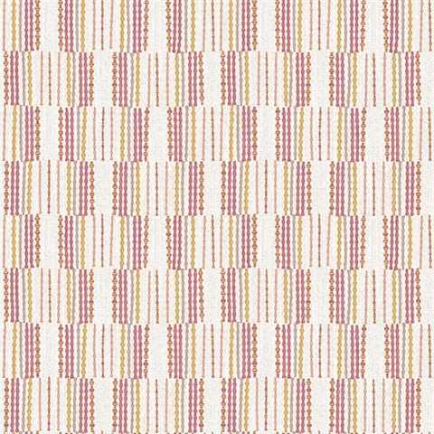 Burgen Orange Geometric Boho Linen Stripe Wallpaper