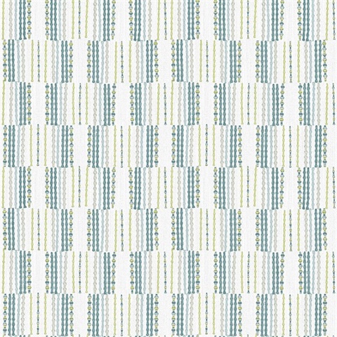 Burgen Teal Geometric Boho Linen Stripe Wallpaper