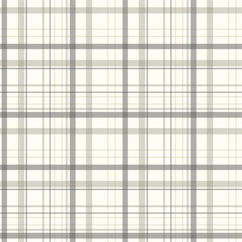 Burgess Beige & Light Taupe Plaid Wallpaper