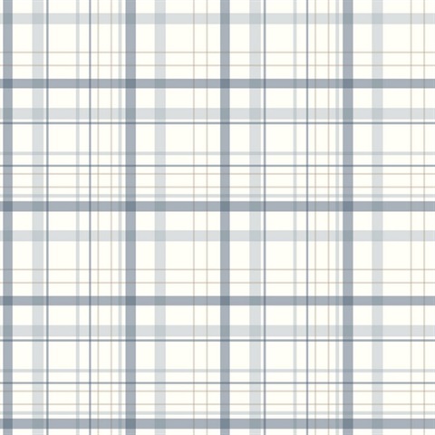 Burgess Blue Plaid Wallpaper