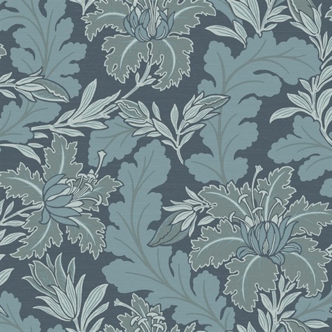 Butterfield Blue Floral Wallpaper