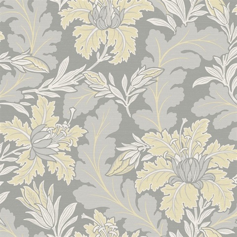 Butterfield Light Grey Floral Wallpaper