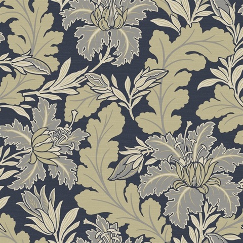 Butterfield Navy Blue Floral Wallpaper