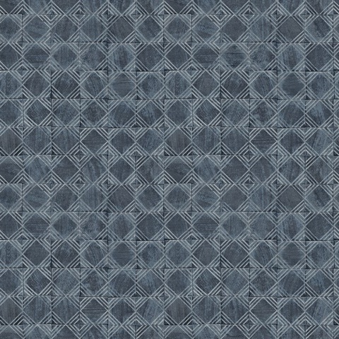 Button Block Navy Geometric Wallpaper