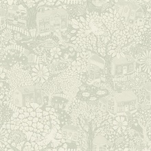 Bygga Bo Seafoam Woodland Floral Village Wallpaper