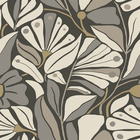 Cabana Club Onyx Mediterranean Coastal Fronds Wallpaper