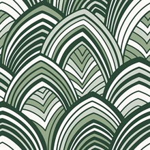 Cabarita Green Flocked Velvet Textured Art Deco Wallpaper