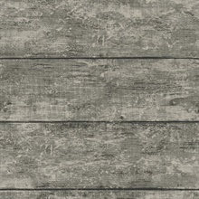 Cabin Charcoal Textured Wood Planks Wallpaper
