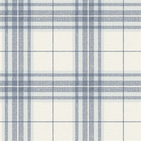 Cabin Check Blue Plaid Wallpaper