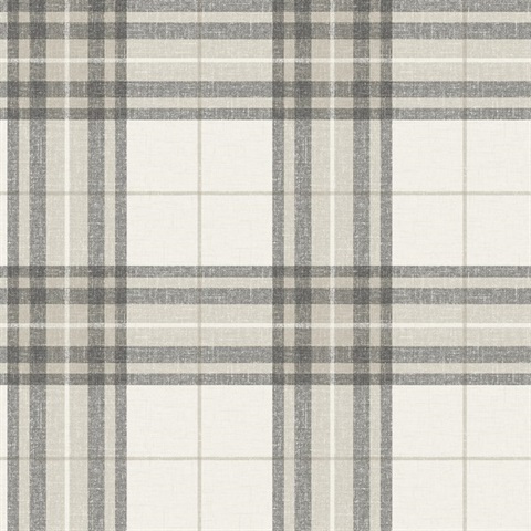 Cabin Check Charcoal Grey Plaid Wallpaper