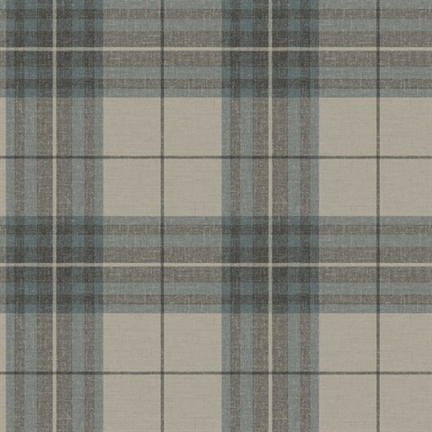 Cabin Check Teal Plaid Wallpaper