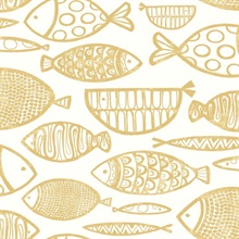 Cadence Foiled Ceiling Modern Watercolor Fish Wallpaper