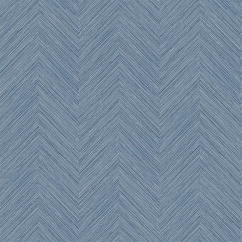 Caladesi Blue Linen Chevron Wallpaper