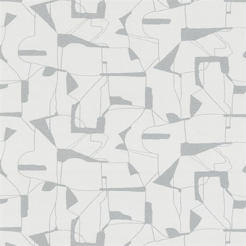 Calder Silver Abstract 54" Commercial Grade Wallpaper