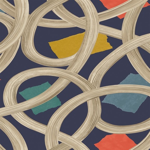 Calix Indigo Twisted Geo Wallpaper