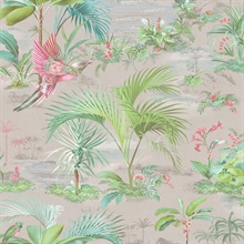 Calliope Grey Palm Trees With Bird Wallpaper