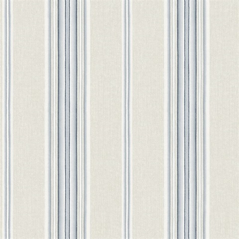 Calvados Blue Linen Stripe Wallpaper