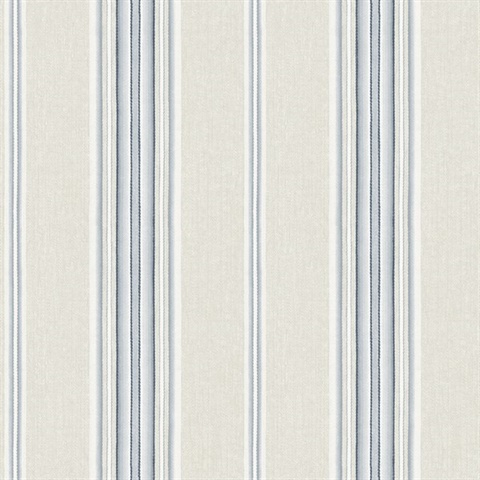 Calvados Blue Linen Stripe Wallpaper